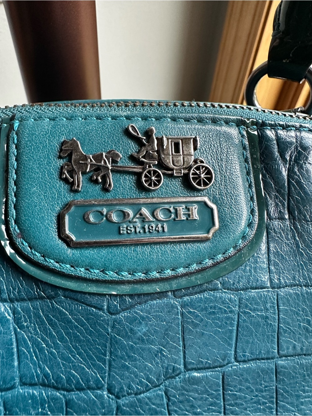 Teal Coach Madison Lindsey Satchel - Picture 5 of 9